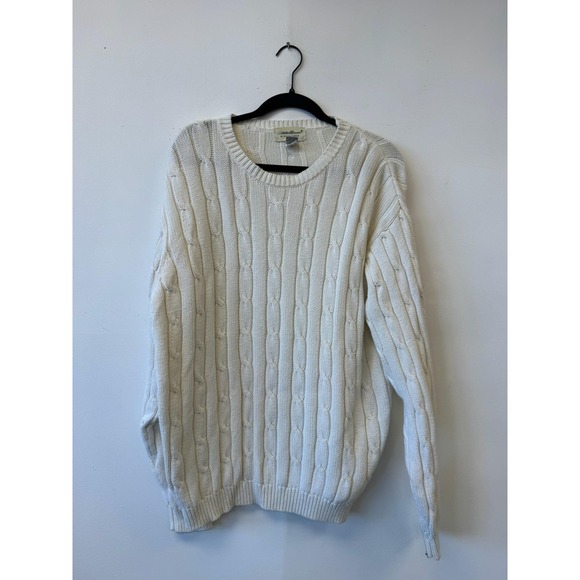 Eddie Bauer Other - Vintage Eddie Bauer Sweater Large‎ Cream Cable Knit Cotton Crewneck Pullover